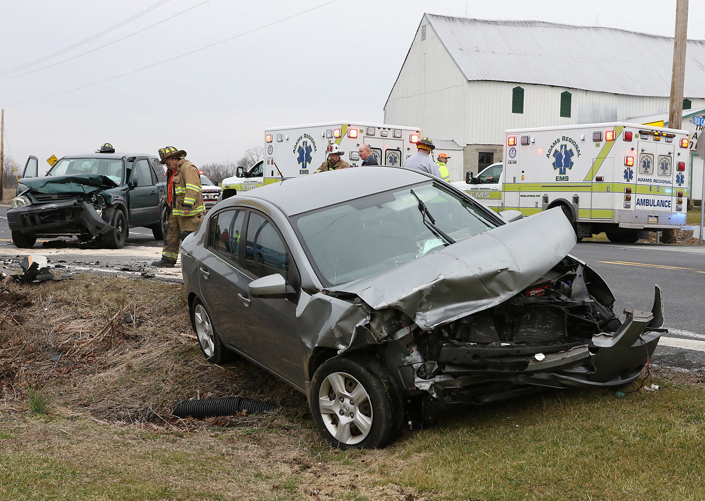 5 transported after head-on crash